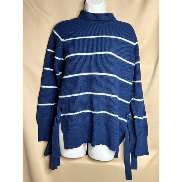 Rebecca Taylor Blue Striped Turtleneck Sweater S - Picture 5 of 14